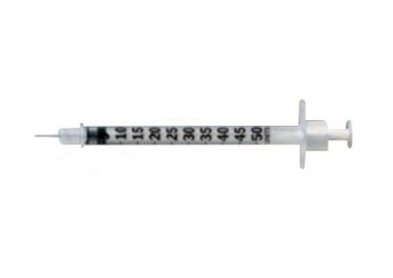 Jeringa de insulina BD Microfine de 0.5ml con aguja 30G - 0.3x8 mm. Caja de 100 unidades