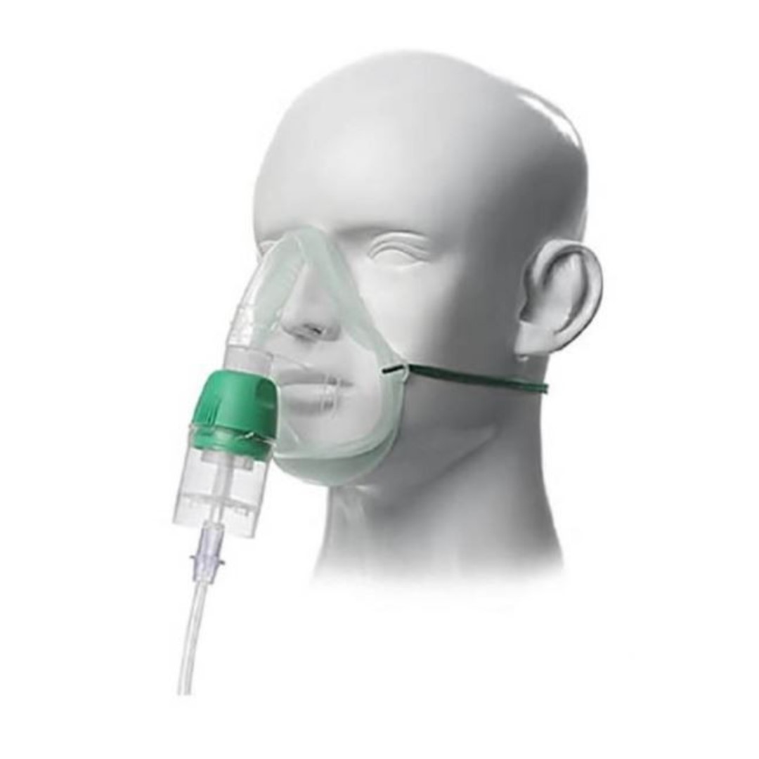 Nebulizador de medicamentos Cirrus 2 con mascarilla pediátrica, conector hembra fijo y línea de oxígeno de 2,1 m