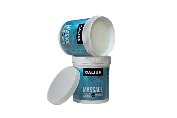 Aceite sólido efecto frío para masaje Galius. 100 ml