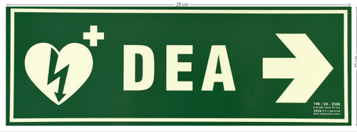 Adhesivo luminiscente indicador de DEA, flecha derecha Adhesivo luminiscente indicador de DEA, flecha derecha