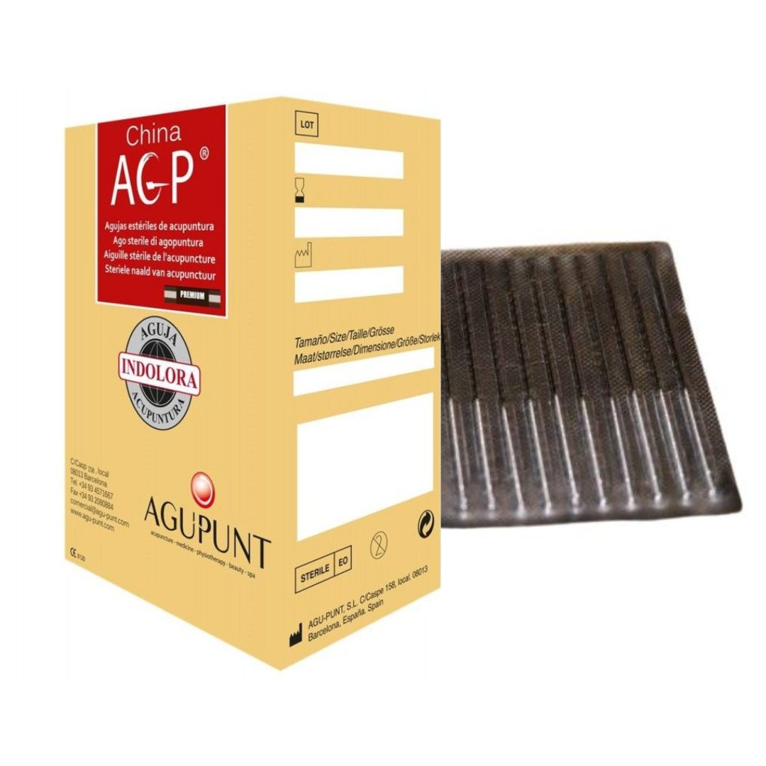 Agujas AGP Premium envase aluminio, 0.20x50mm. Caja de 200 unidades
