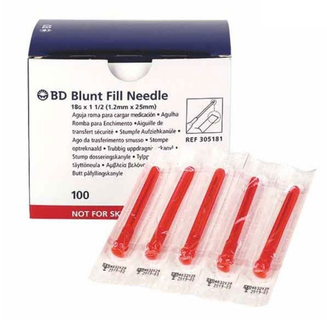 Agujas de carga con punta roma (Blunt Fill) 18G 1" 1,2 x 25 mm. Caja de 100 Agujas de carga con punta roma (Blunt Fill) 18G 1" 1,2 x 25 mm. Caja de 100