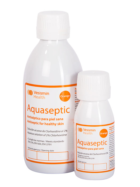 Aquaseptic Orange 250ml. Clorhexidina acuosa al 2%, tintado naranja