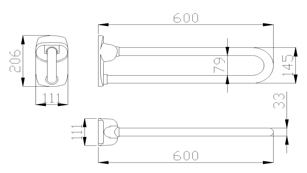 Barra de apoyo abatible vertical de acero acabado nylon/vinilo blanco. Varios tamaños