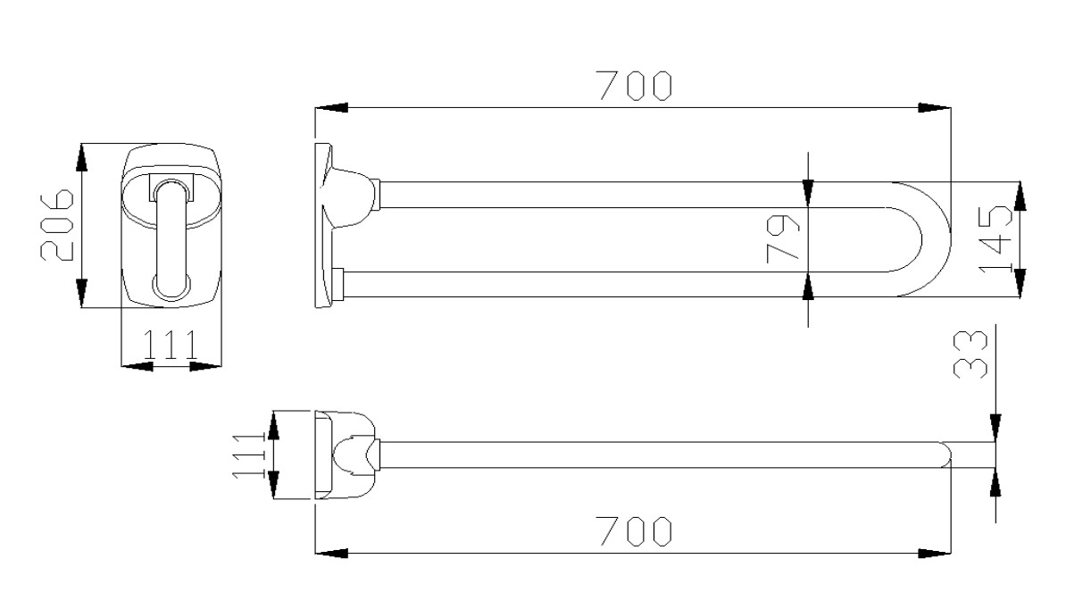 Barra de apoyo abatible vertical de acero acabado nylon/vinilo blanco. Varios tamaños