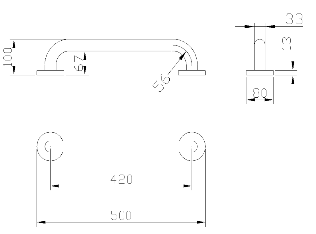 Barra de apoyo recta de acero acabado nylon/vinilo blanco. Varios tamaños