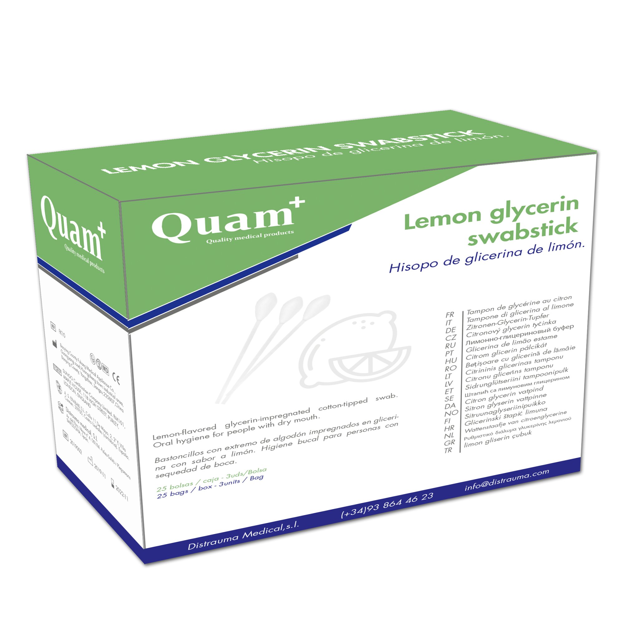 Bastoncillo hisopo higiene bucal con glicerina, sabor limón. Caja de 25 unidades Bastoncillo hisopo higiene bucal con glicerina, sabor limón. Caja de 25 unidades