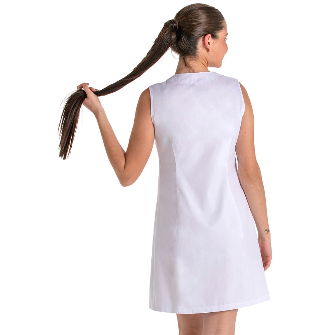 Blouse sans manches pour femme avec crochets, 2 poches. Plusieurs tailles et couleurs