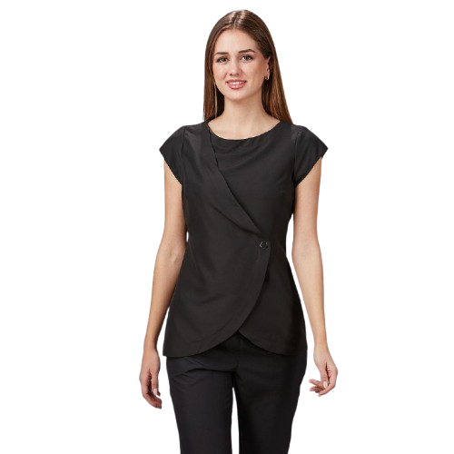 Blouse à manches courtes pour femme, fermeture croisée. Plusieurs tailles et couleurs.