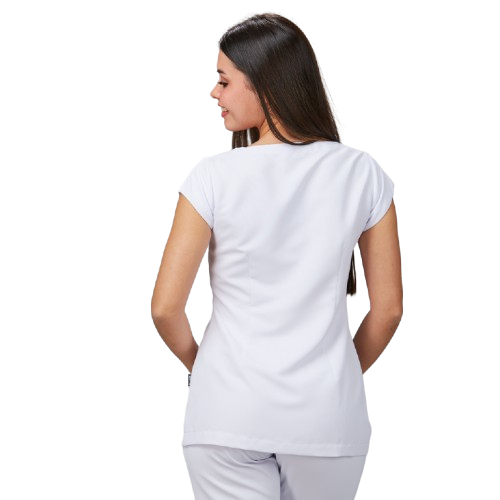 Blouse à manches courtes pour femme, fermeture croisée. Plusieurs tailles et couleurs.