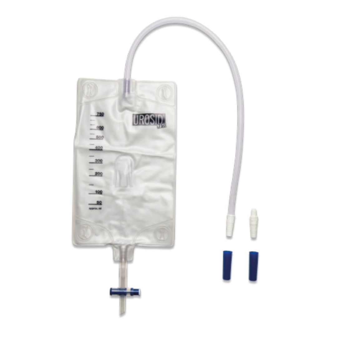 Bolsa de orina estéril para pierna, cámara simple, Urosid 750ml. Caja de 30 unidades Bolsa de orina estéril para pierna, cámara simple, Urosid 750ml. Caja de 30 unidades
