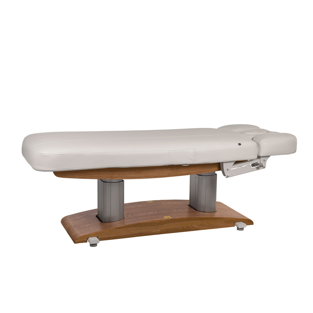 Camilla eléctrica spa con portarrollos y luz LED, 198 x 76 cm. 4 motores. Base madera clara. Varias opciones Camilla eléctrica spa con portarrollos y luz LED, 198 x 76 cm. 4 motores. Base madera clara. Varias opciones