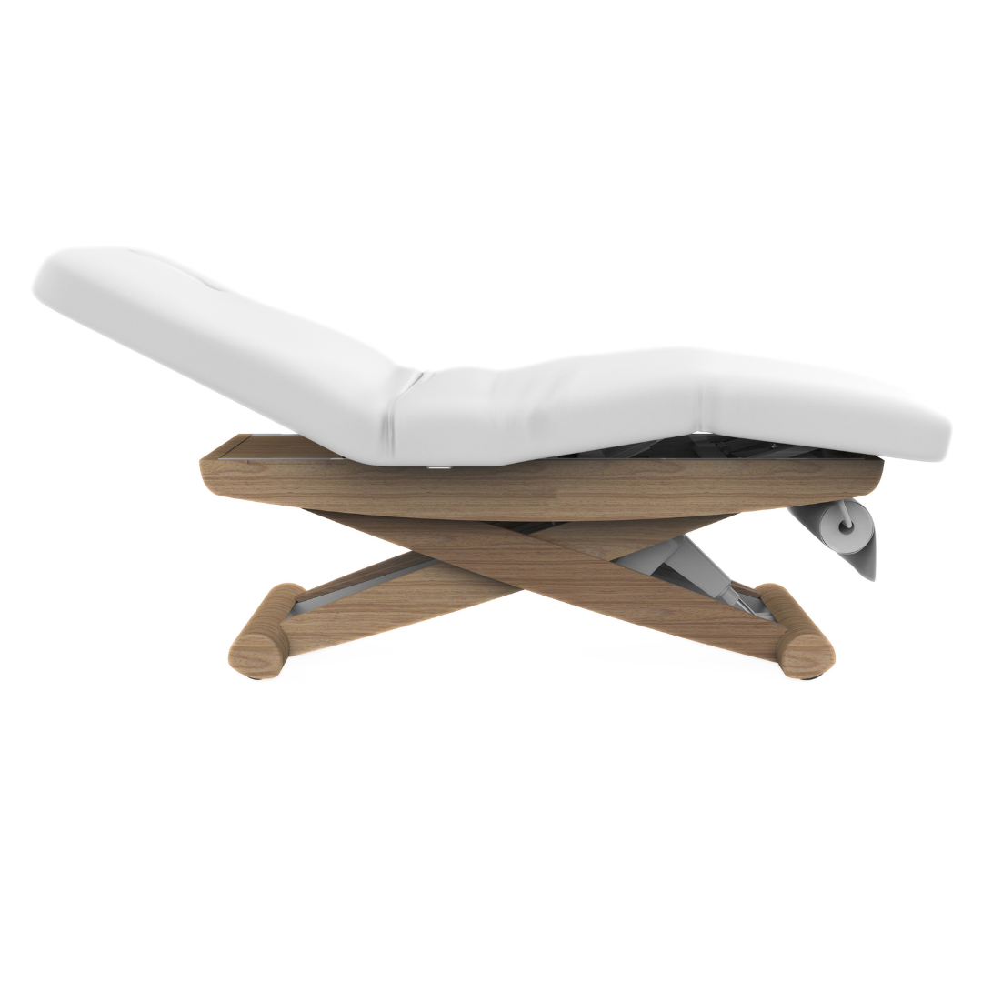 Table de spa électrique type ciseaux avec 4 corps et 3 moteurs, 198 x 74 x 60/93,5 cm. Couleur blanche