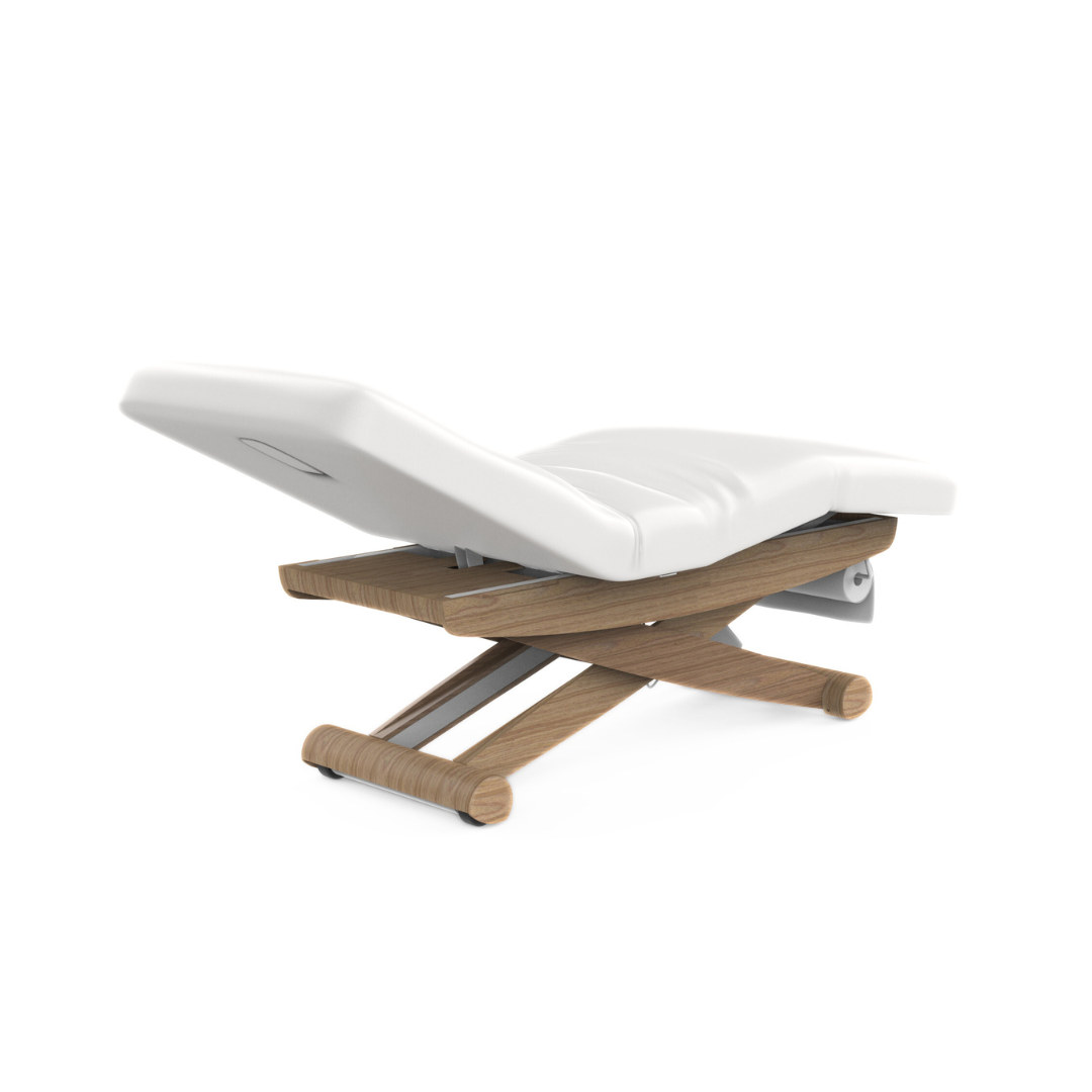 Table de spa électrique type ciseaux avec 4 corps et 3 moteurs, 198 x 74 x 60/93,5 cm. Couleur blanche