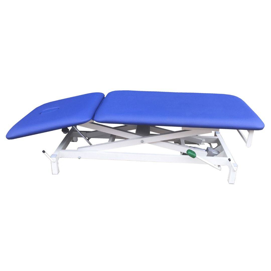 Professional 2-section hydraulic stretcher with scissor-type structure and 70cm wide. Various colors.
