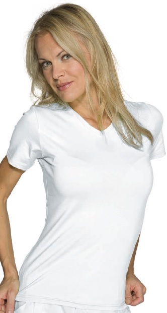 Camiseta señora ceñida 95% algodón 5% spandex. Color blanco. Varias tallas Camiseta señora ceñida 95% algodón 5% spandex. Color blanco. Varias tallas