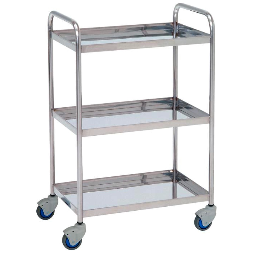 Carrito de acero inoxidable con 3 estantes con reborde, 60x40x87cm Carrito de acero inoxidable con 3 estantes con reborde, 60x40x87cm
