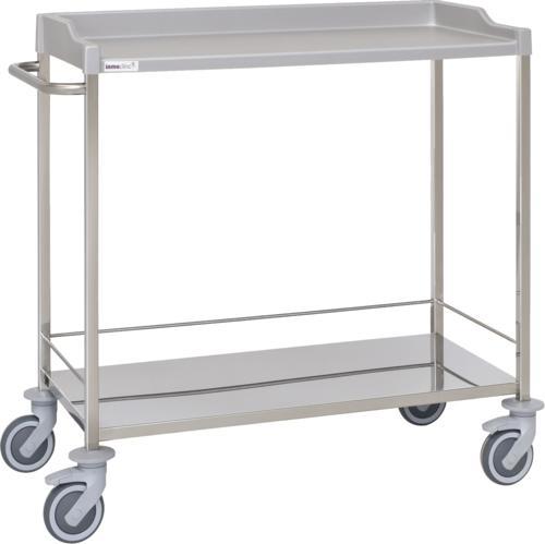 Carro hospitalario multifuncional, acero inox., 2 entrepaños, empujador Carro hospitalario multifuncional, acero inox., 2 entrepaños, empujador