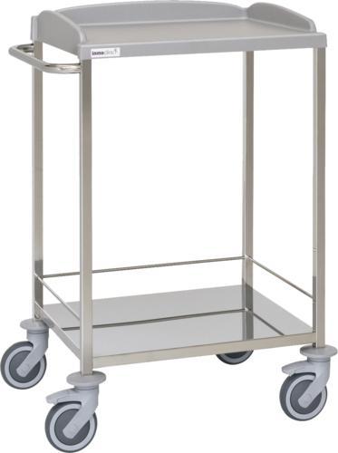 Carro hospitalario multifuncional, acero inox., 2 entrepaños, empujador. Carro hospitalario multifuncional, acero inox., 2 entrepaños, empujador.