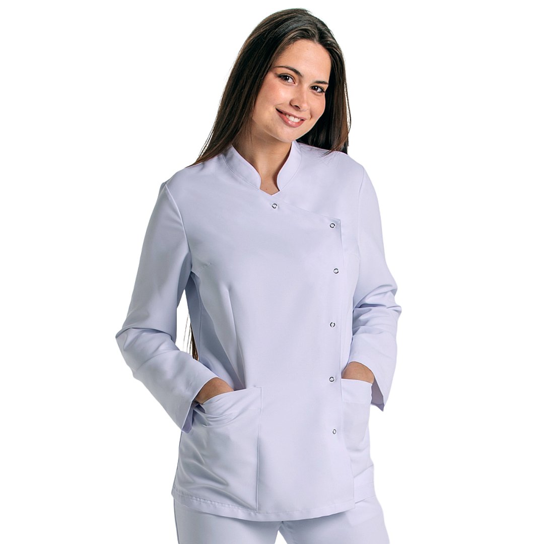 Veste croisée à manches longues pour femme avec agrafes, 2 poches. Plusieurs tailles et couleurs
