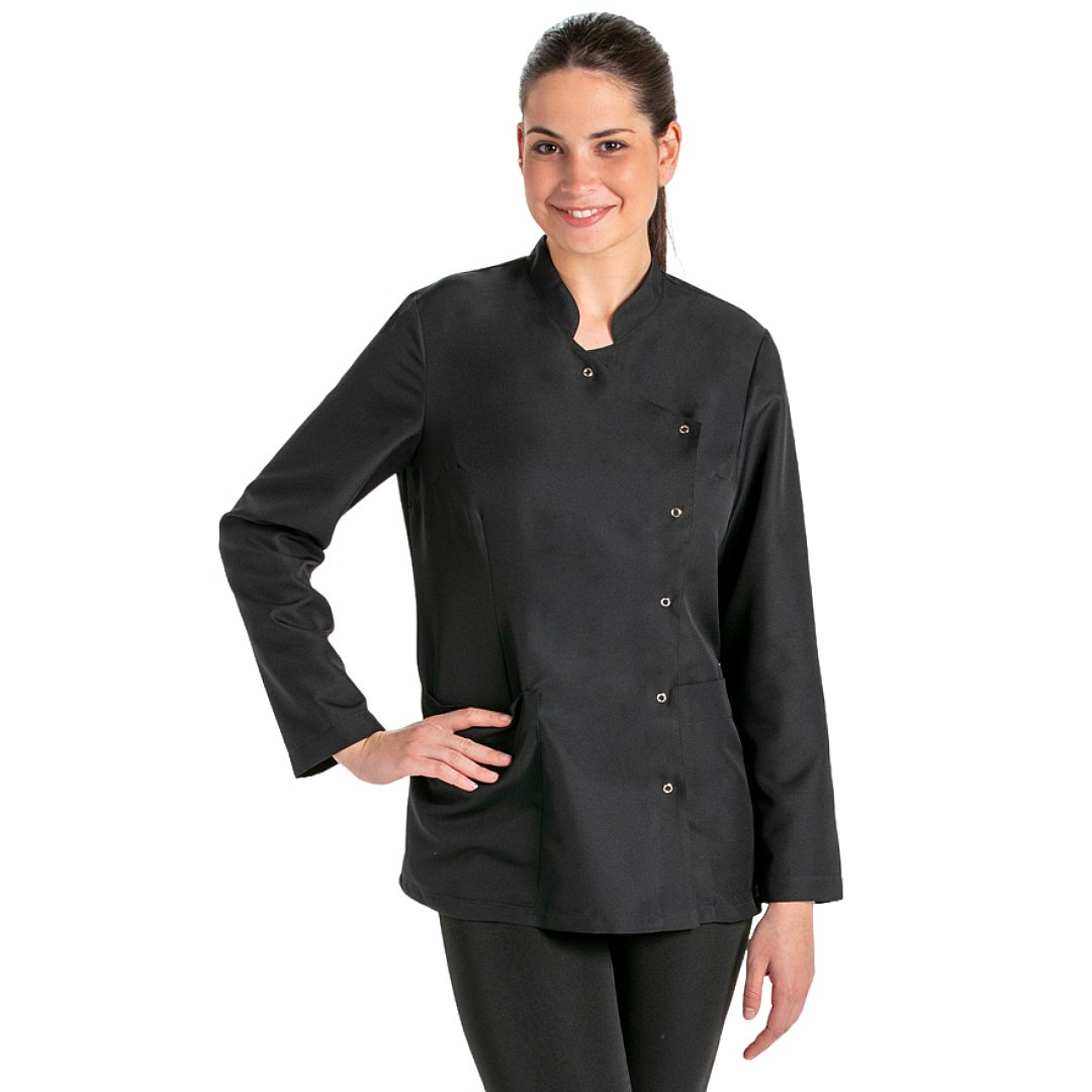 Veste croisée à manches longues pour femme avec agrafes, 2 poches. Plusieurs tailles et couleurs