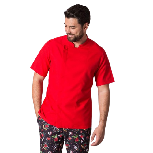 Casaca de cocina de manga corta para hombre, cuello mao. Varias tallas y colores
