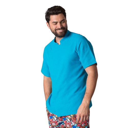 Casaca de cocina de manga corta para hombre, cuello mao. Varias tallas y colores