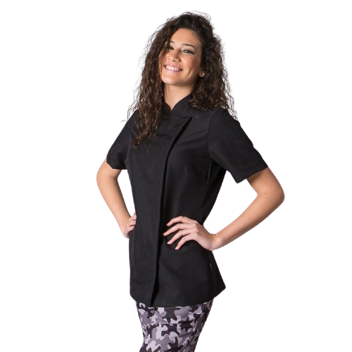 Veste de cuisine à manches courtes pour femme, fermeture croisée. Plusieurs tailles et couleurs