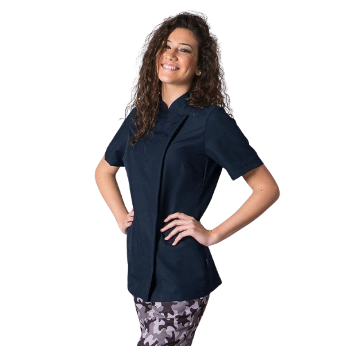 Veste de cuisine à manches courtes pour femme, fermeture croisée. Plusieurs tailles et couleurs