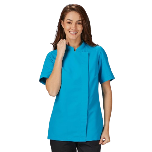 Veste de cuisine à manches courtes pour femme, fermeture croisée. Plusieurs tailles et couleurs