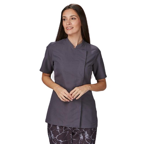 Veste de cuisine à manches courtes pour femme, fermeture croisée. Plusieurs tailles et couleurs