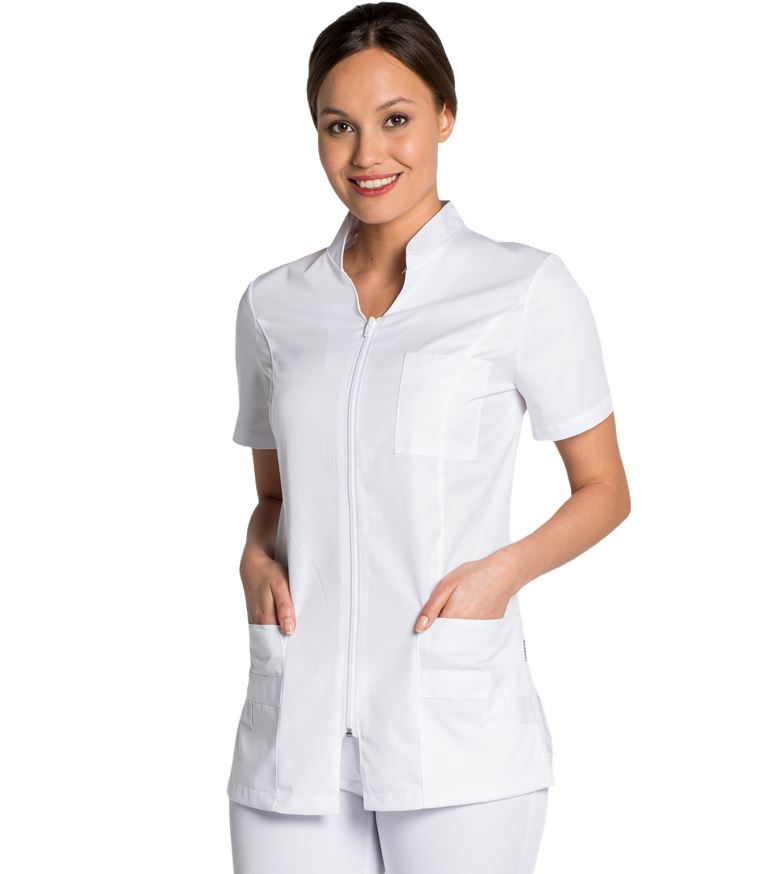 Short-sleeved jacket with mandarin collar for women. Various sizes and colors.