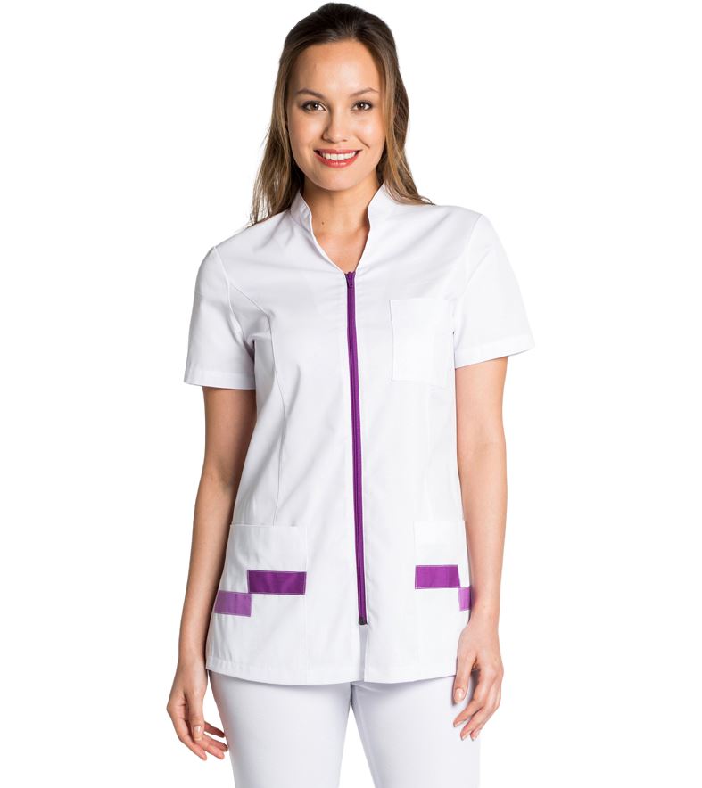 Short-sleeved jacket with mandarin collar for women. Various sizes and colors.