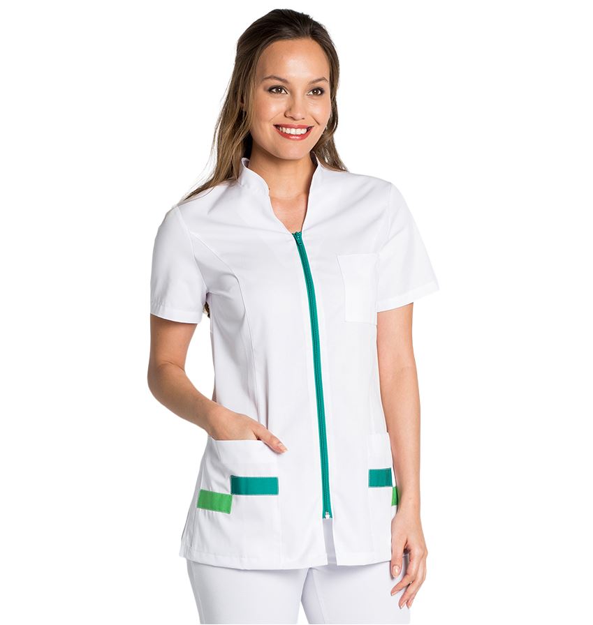 Short-sleeved jacket with mandarin collar for women. Various sizes and colors.