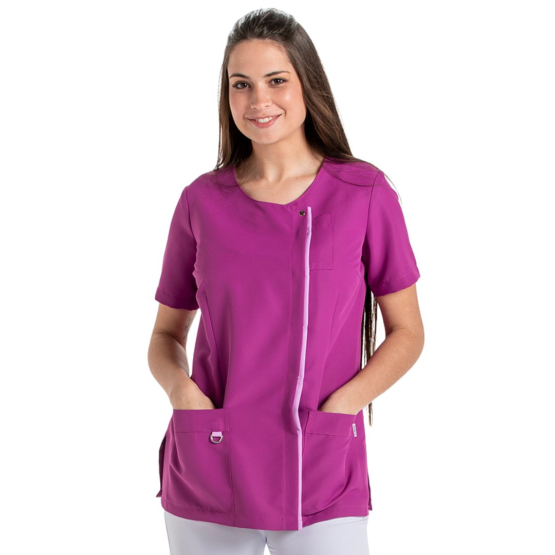Veste à manches courtes pour femme avec 3 poches, 100% polyester. Plusieurs tailles et couleurs