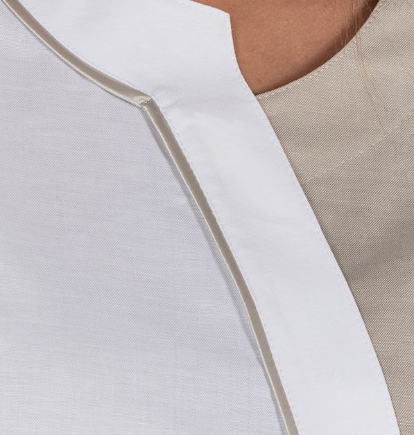 Asymmetrical short sleeve bicolor jacket for women, 2 pockets. Various sizes and colors.