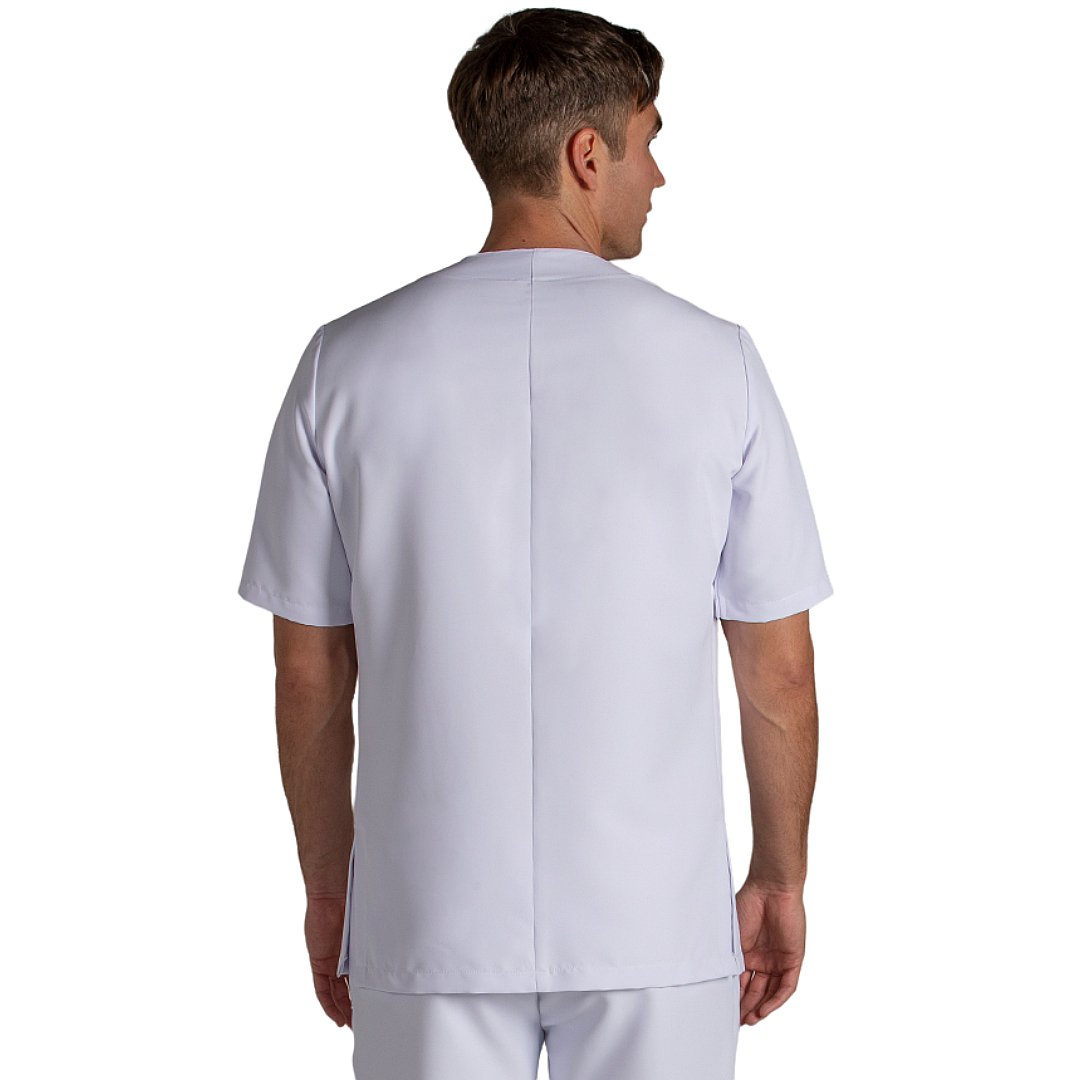 Short sleeve jacket for men with 3 pockets, 100% polyester. Various sizes and colors.