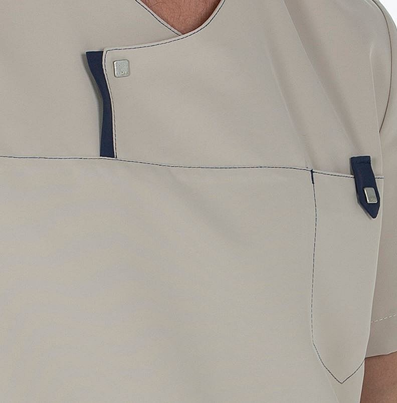 Short sleeve men's jacket with 4 pockets, 100% polyester. Various sizes and colors.