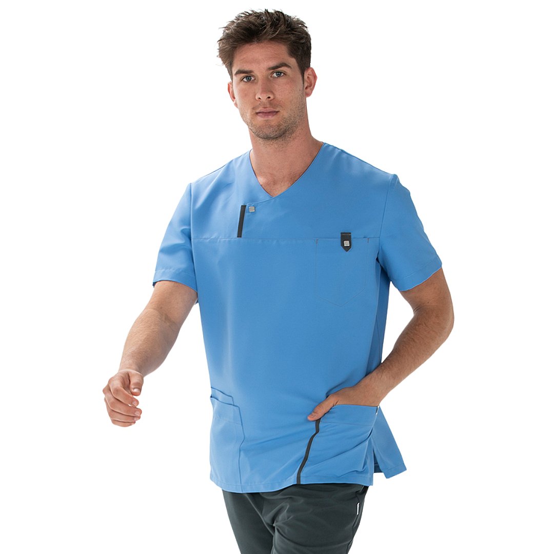 Short sleeve men's jacket with 4 pockets, 100% polyester. Various sizes and colors.