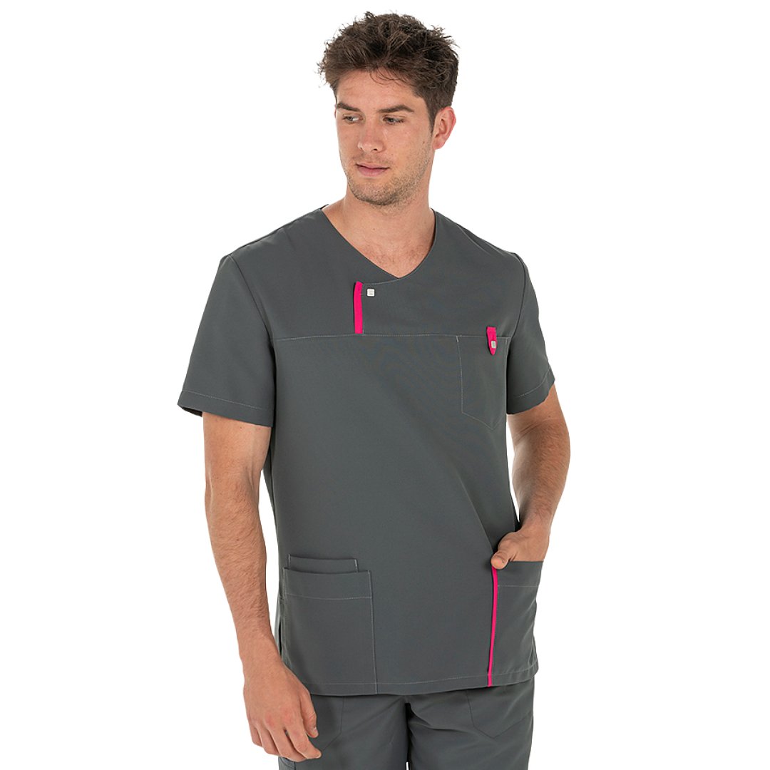 Short sleeve men's jacket with 4 pockets, 100% polyester. Various sizes and colors.