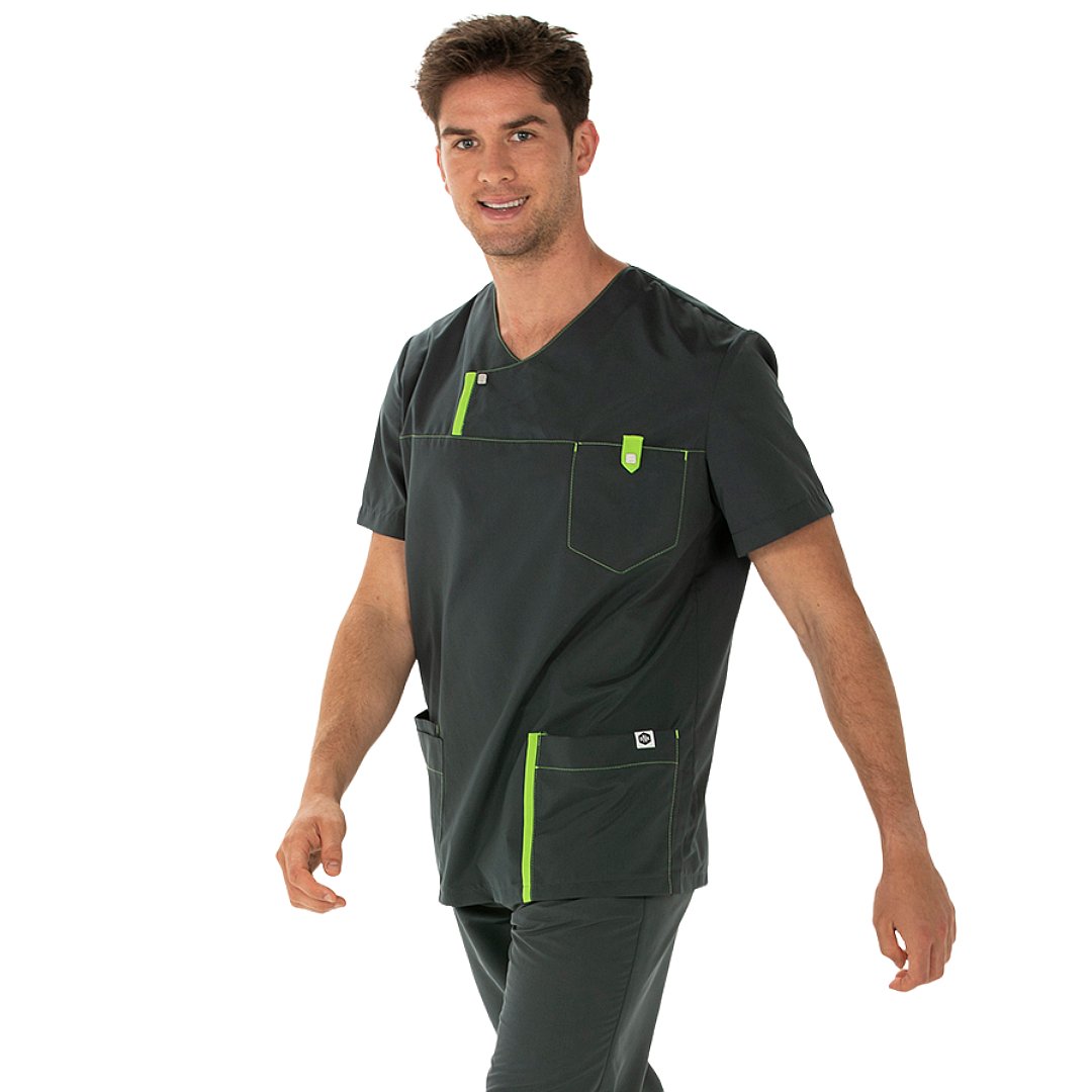 Short sleeve men's jacket with 4 pockets, 100% polyester. Various sizes and colors.