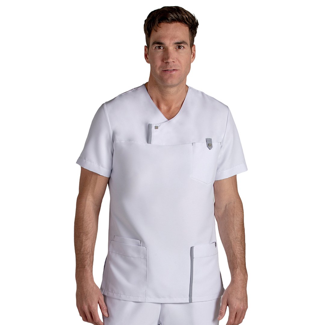 Short sleeve men's jacket with 4 pockets, 100% polyester. Various sizes and colors.