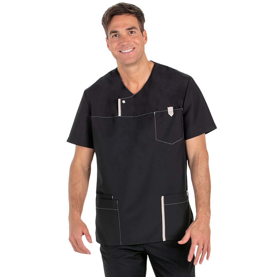 Short sleeve men's jacket with 4 pockets, 100% polyester. Various sizes and colors.