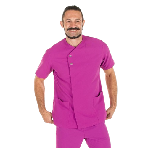 Casaca sanitaria de manga corta para hombre, cierre cruzado. Varias tallas y colores Casaca sanitaria de manga corta para hombre, cierre cruzado. Varias tallas y colores