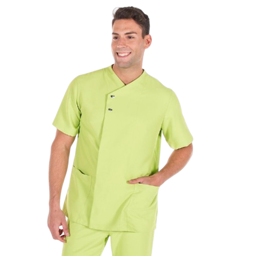 Casaca sanitaria de manga corta para hombre, cierre cruzado. Varias tallas y colores Casaca sanitaria de manga corta para hombre, cierre cruzado. Varias tallas y colores