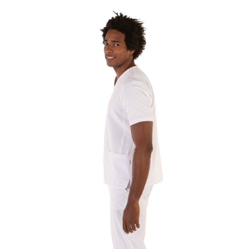 Blouse médicale à manches courtes pour homme, col en V. Plusieurs tailles et couleurs