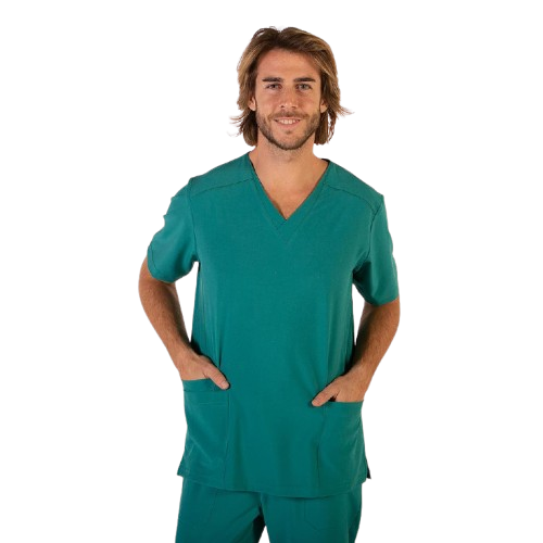 Blouse médicale à manches courtes pour homme, col en V. Plusieurs tailles et couleurs