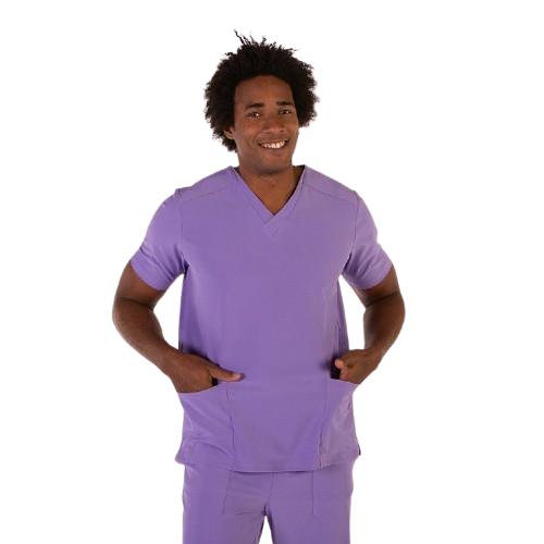 Blouse médicale à manches courtes pour homme, col en V. Plusieurs tailles et couleurs
