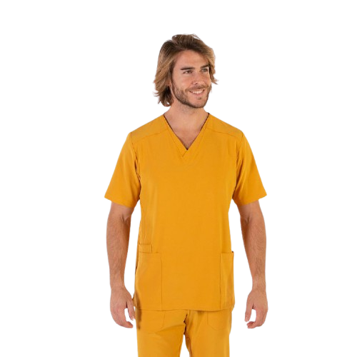 Blouse médicale à manches courtes pour homme, col en V. Plusieurs tailles et couleurs