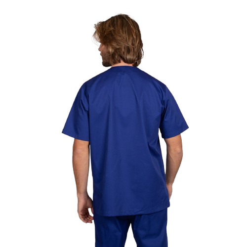 Blouse médicale unisexe à manches courtes, col en V. Plusieurs tailles et couleurs.